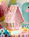 Glitterville Rainbow Gingerbread House Christmas Decoration, Light Pink In Pink