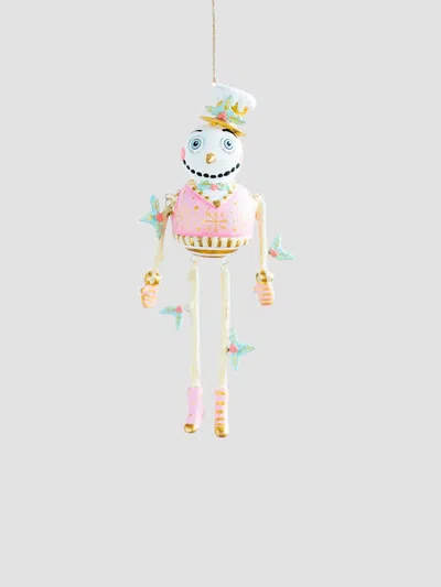 Glitterville Sugar Plum Gold & Blush Holly Jolly Snowman Ornament In Multi