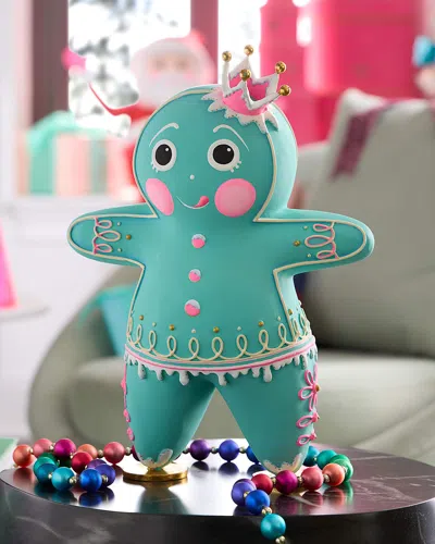Glitterville The Rainbow Gingers Dough Tabletop Christmas Decoration, Teal In Green