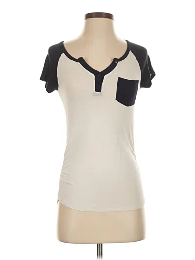 Pre-owned Glitz Short Sleeve Top Ivory Scoop Neck Tops In White