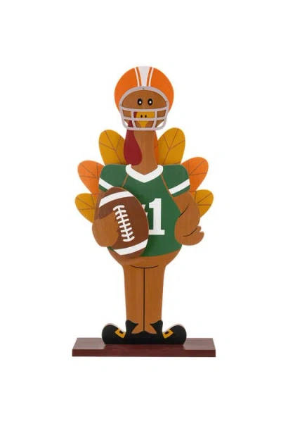 Glitzhom 29.5"h Thanksgiving Wooden Football Turkey Porch Decor In Multi