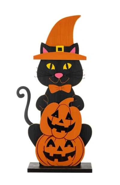 Glitzhom 30"h Halloween Wooden Lighted Witch Dog Or Cat Porch Decor With Timer In Multi