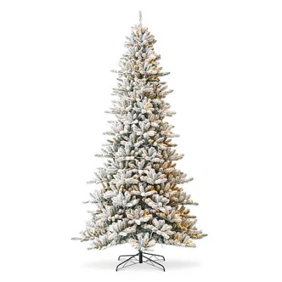 Glitzhome 10 Ft Pre-lit Flocked Fir Christmas Tree In Green
