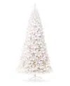 Glitzhome 10' Pre-lit Pine Slim Artificial Christmas Tree With 800 Warm Lights, Three Function In White
