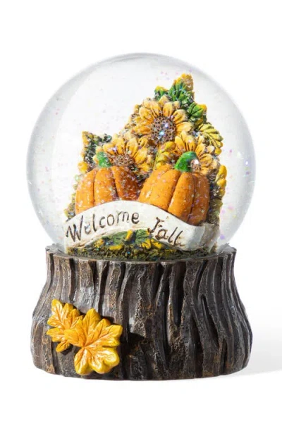 Glitzhome 100mm Fall Sunflower And Pumpkin Resin Waterglobe In Multi