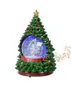 Glitzhome 100mm Lighted Resin Christmas Musical Snowflakes Christmas Tree Water Globe In Multi