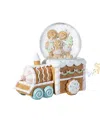 Glitzhome 100mm Resin Christmas Musical Snowflakes Gingerbread Family Train Water Globe In Multi