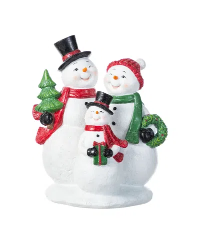 Glitzhome 10.25" Resin Christmas Snowman Family Table Decor In Multi