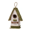 Glitzhome 10.5in Wood Roof Bird House In White