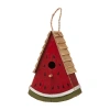 Glitzhome 11" Height Watermelon Wood Birdhouse In Red