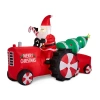 Glitzhome 11' Santa On Tractor Self Inflating Christmas Outdoor Inflatable In Red