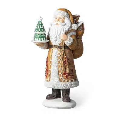 Glitzhome 11.5" Gingerbread Santa Christmas Tabletop Decor In Brown