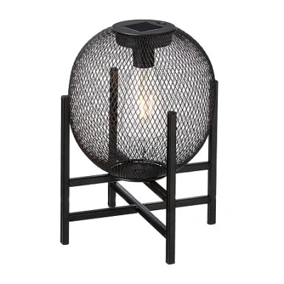 Glitzhome 11.5" Solar Powered Lanterns In Black