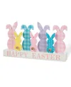 Glitzhome Wooden Bunny Family Easter Tabletop Decor In Multi