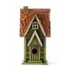 Glitzhome 11.93"h Tall Green Hand Painted Wood Birdhouse In Green
