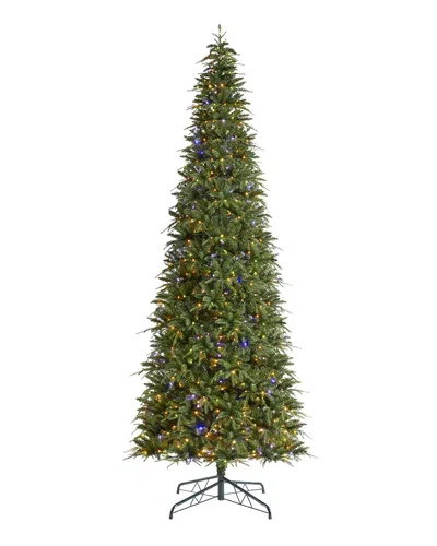 Glitzhome 11ft Deluxe Pre-lit Green Slim Fir Christmas Tree