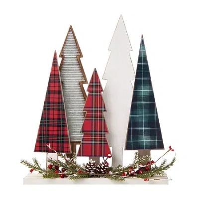 Glitzhome 1.1ft Wooden Decor Christmas Tabletop Tree In Red