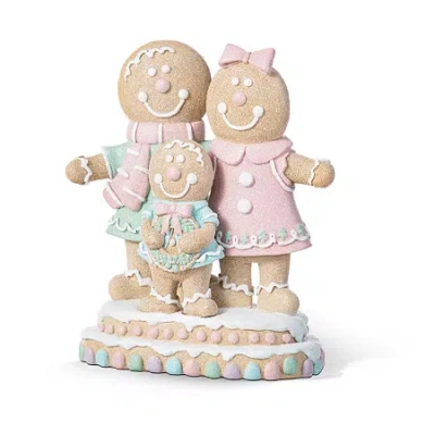 Glitzhome 11"h Resin Christmas Gingerbread Man Family Christmas Tabletop Decor In Multi