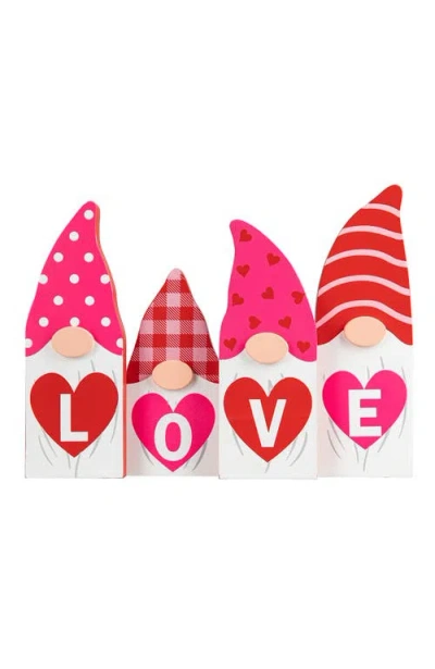 Glitzhome 11"l Valentine's Love Wooden Gnome Table Decor In Red