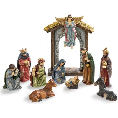 Glitzhome 11pcs Deluxe Resin Nativity Figurine Set In Brown