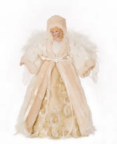 Glitzhome 12" H Angel Tree Top In Beige