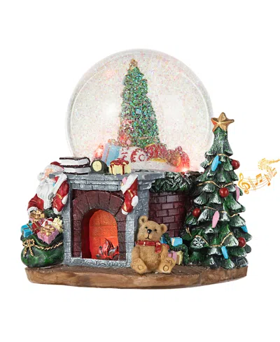 Glitzhome 120mm Christmas Resin Lighted Musical Christmas Tree On Fireplace Waterglobe In Multi