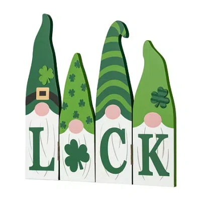 Glitzhome 12.25"d St.patrick's Luck Tabletop Decor In Green