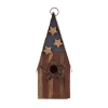 Glitzhome 12.4 Inch Height Wooden Patriotic Distressed Garden Birdhouse With Stars In Multi