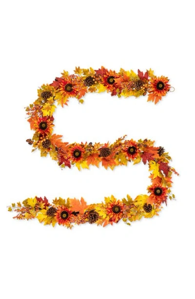Glitzhome 12ft Fall Oversized Sunflower Garland In Orange