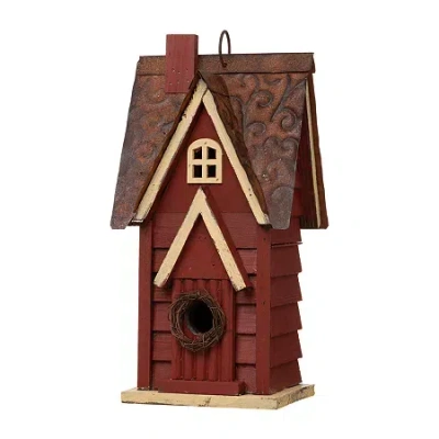 Glitzhome 12in Distressed Wood Bird House In Brown