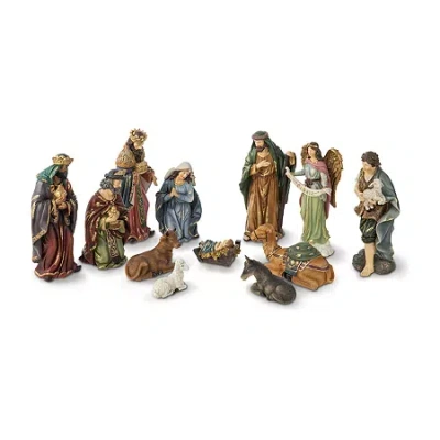 Glitzhome 12pcs Figurine Nativity Set In Brown