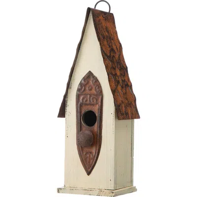 Glitzhome 13.25"h Retro Wooden Distressed Garden Birdhouse In Brown
