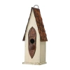 Glitzhome 13.25in Distressed Solid Wood Bird House In White