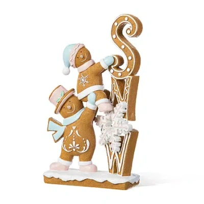 Glitzhome 13"h Resin Christmas Gingerbread Christmas Tabletop Decor In Multi