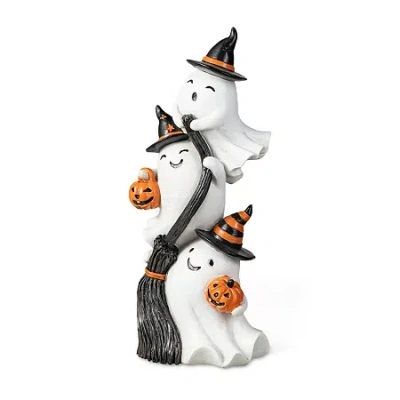 Glitzhome "13""polyresin Stacked Ghost Table Decor" Halloween Tabletop Decor In Black