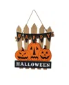 Glitzhome 14" Halloween Wood Jack-o'-lantern Door Hanger