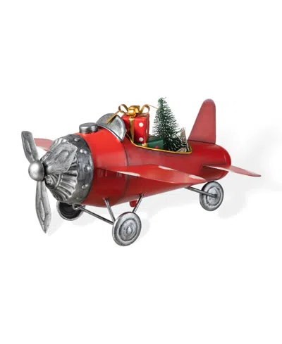 Glitzhome 14 L Christmas Metal Airplane With Gifts Table Decor In Multi