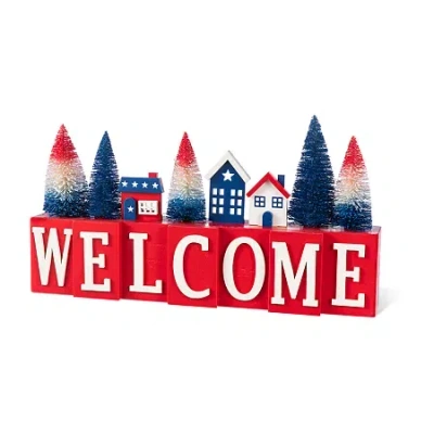 Glitzhome 14" Wooden House Tabletop Decor In Multi