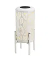 Glitzhome 14.25" H Metal Cutout Leaves Pattern Solar Powered Led Outdoor Lantern With Stand In White