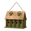 Glitzhome 14.25in Distressed Solid Wood Bird House In Green
