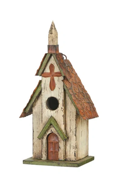 Glitzhome 14"h Distressed Solid Wood Church Birdhouse In Multi