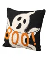 Glitzhome 14"h Hooked Halloween Ghost "boo" Pillow In Multi