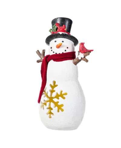 Glitzhome 15" Lighted Resin Christmas Snowman Table Decor In Multi