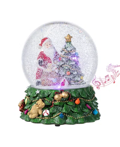 Glitzhome 150mm Lighted Resin Christmas Musical Snowflakes Santa Water Globe In Multi