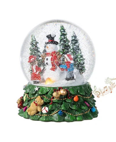 Glitzhome 150mm Lighted Resin Christmas Musical Snowflakes Snowman Water Globe In Multi