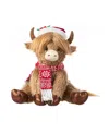 Glitzhome 15.25" Christmas Fabric Highland Cow In Multi