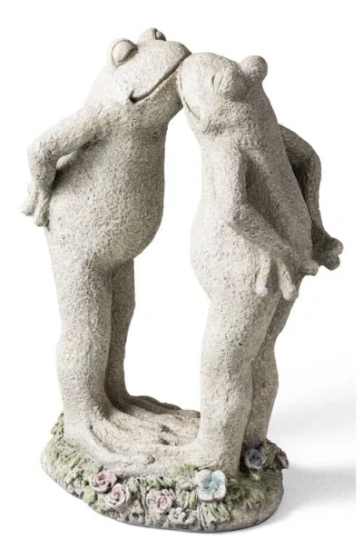 Glitzhome 15.25"h Resin Kissing Frogs Statue In Gray