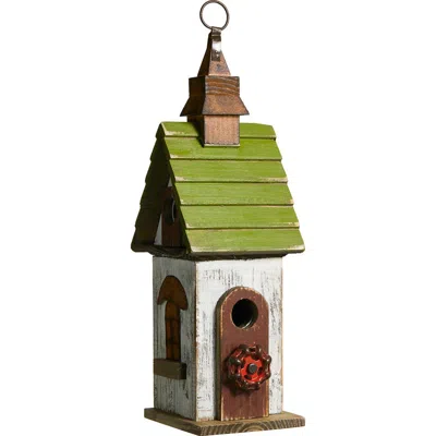 Glitzhome 15.75"h Distressed Solid Wood Decorative Outdoor Garden Birdhouse In Multi
