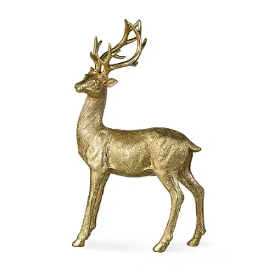 Glitzhome 16.25" Resin Standing Reindeer Christmas Tabletop Decor In Brown