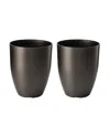 Glitzhome 16.75" H Set Of 2 Black Resin And Stone Faux Brushed Steel Texture Tall Planter In Black